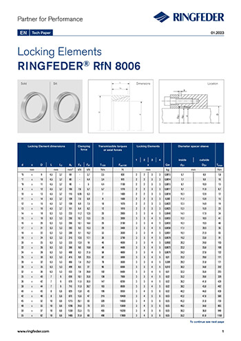 Tech Paper Locking Elements RINGFEDER® RfN 8006